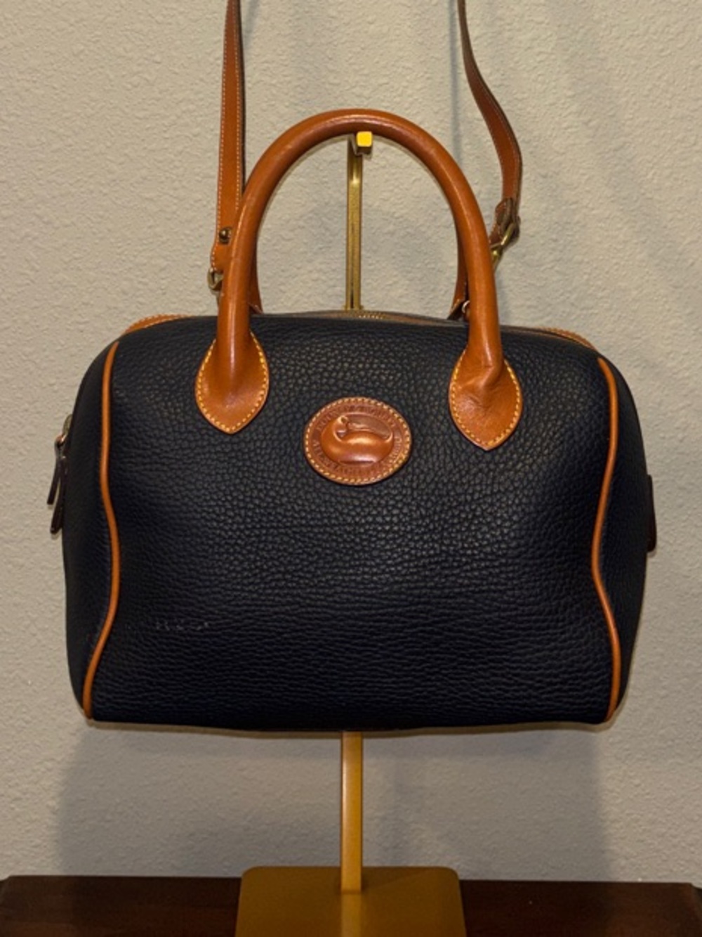 Dooney & Bourke Navy Pebbled Leather Satchel Crossbody